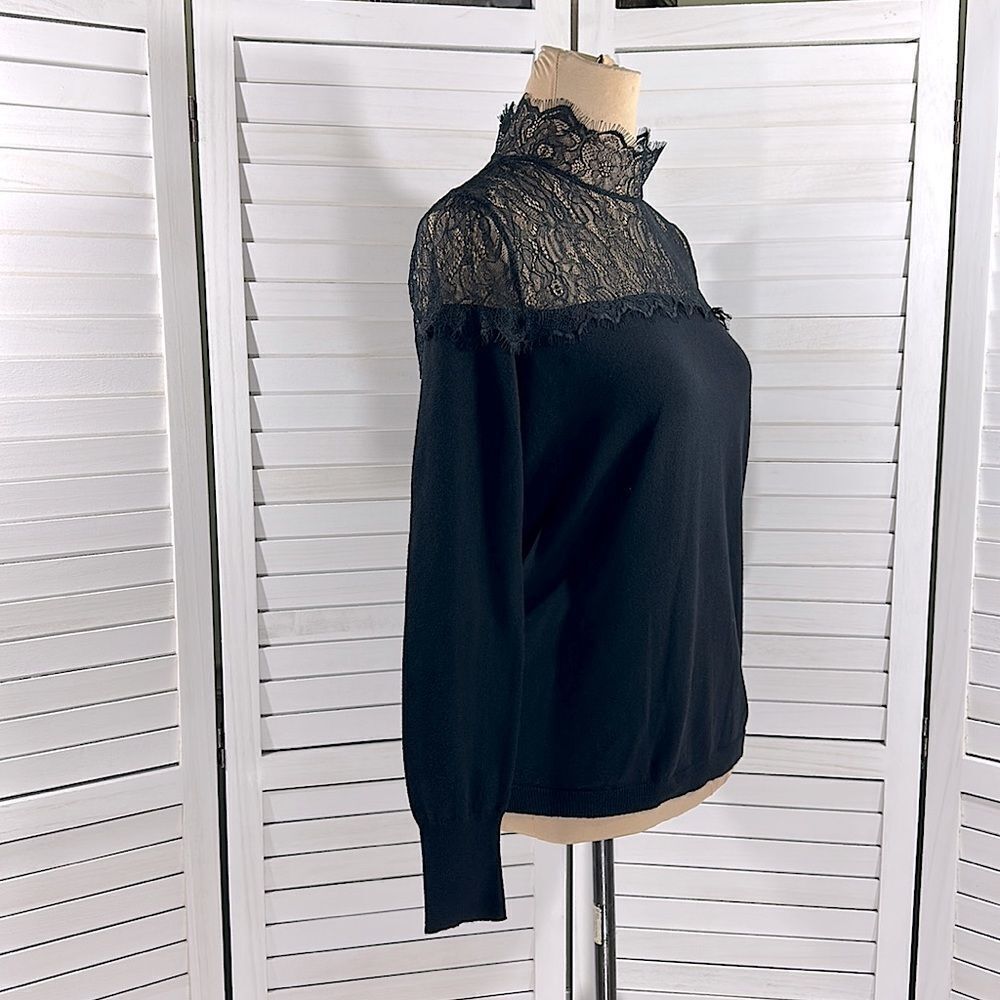 Jennifer Lopez Mock Neck Sweater Medium Black NWT Elegant - Picture 9 of 14
